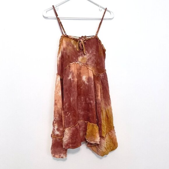 WILD FABLE Mauve Pink Orange Tie Dye Sleeveless Boho Mini Swing Babydoll Dress - Picture 2 of 14